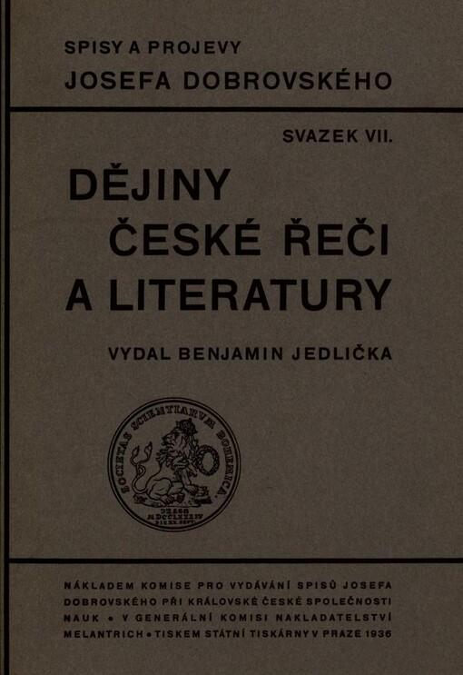 Dějiny české řeči a literatury