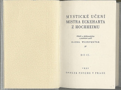 Mystická nauka Mistra Eckeharta z Hochheimu II.