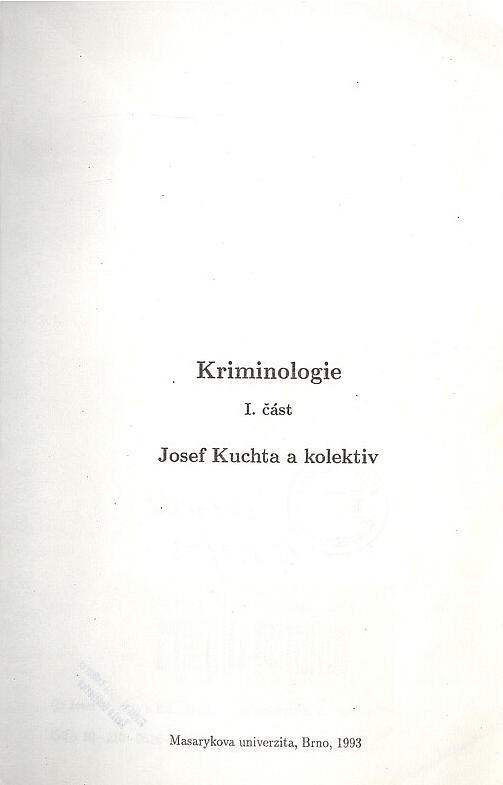 Kriminologie I.