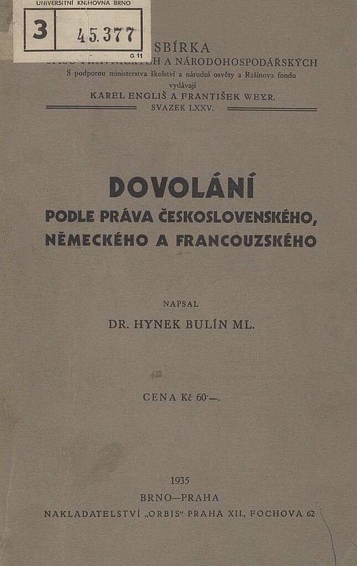 Dovolání podle práva československého, německého a francouzského