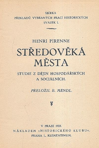 Středověká města: studie z dějin hospodářských a sociálních