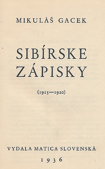 Sibírske zápisky (1915 - 1920)