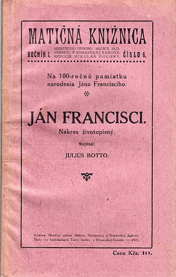 Ján Francisci - Nákres životopisný