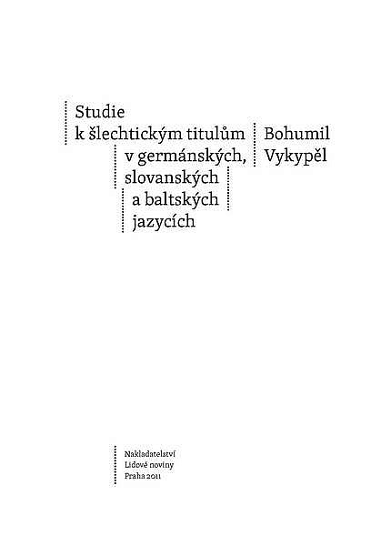 Studie k šlechtickým titulům v germánských, slovanských a baltských jazycích