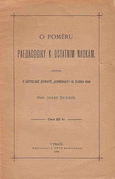 O poměru paedagogiky k ostatním naukám