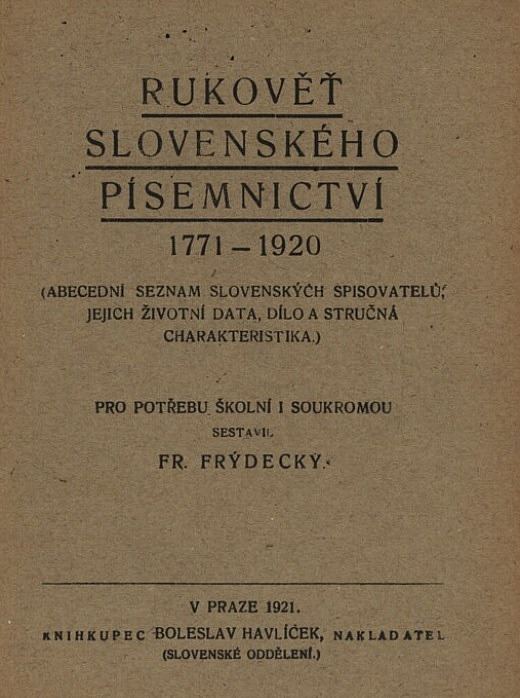 Rukověť slovenského písemnictví 1771 - 1920