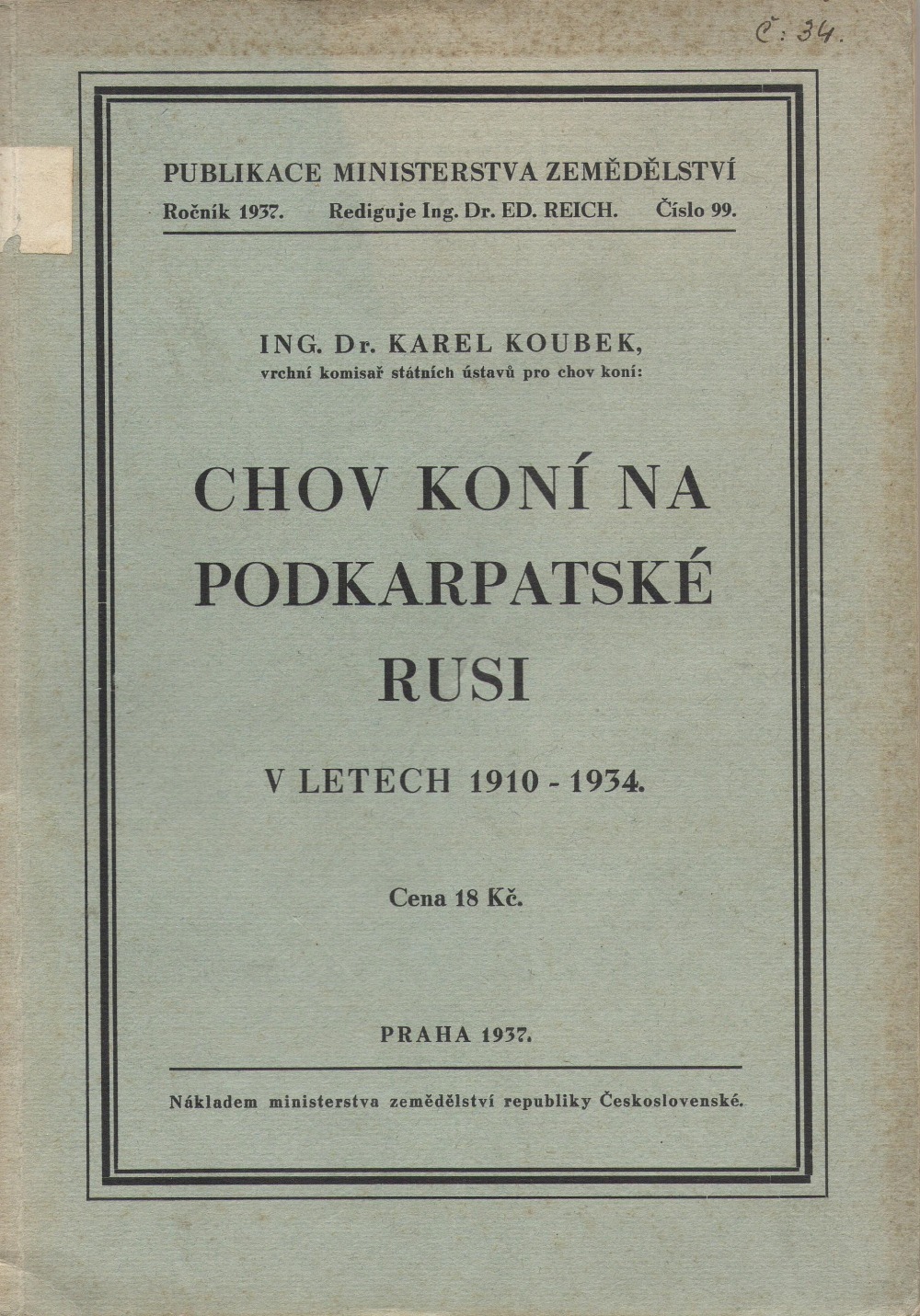 Chov koní na Podkarpatské Rusi v letech 1910–1934