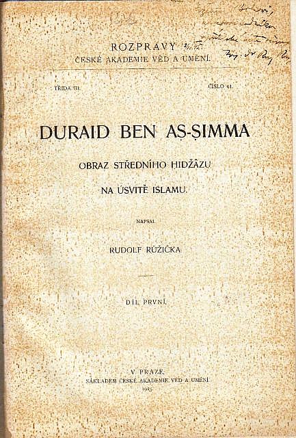 Duraid ben As-Simma: Obraz středního Hidžázu na úsvitě islámu I.