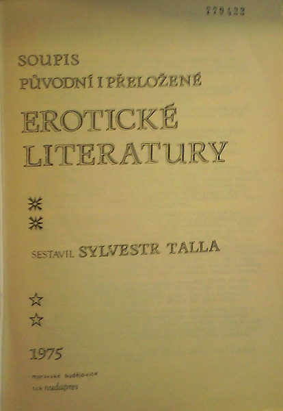 Soupis původní i přeložené erotické literatury