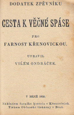 Dodatek zpěvníku Cesta k věčné spáse pro farnost křenovickou