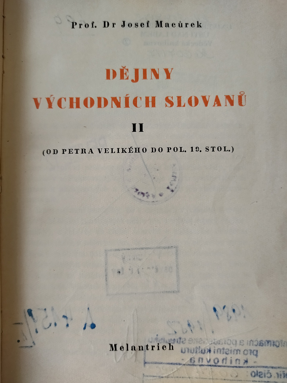 Dějiny východních  Slovanů II. ( Od Petra Velikého do pol. 19 stol.)