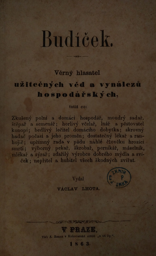 Budíček. Věrný hlasatel užitečných věd a vynálezů hospodářských