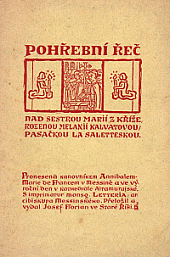 Pohřební řeč nad sestrou Marií z Kříže, rozenou Melanií Kalvatovou
