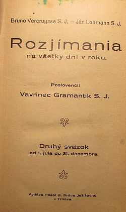 Rozjímania na všetky dni v roku. Druhý sväzok od 1. júla do 31. decembra