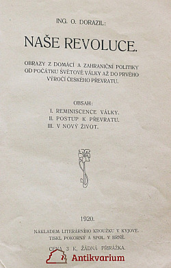 Naše revoluce : Obrazy z domácí a zahraniční politiky od počátku světové války až do prvého výročí českého převratu