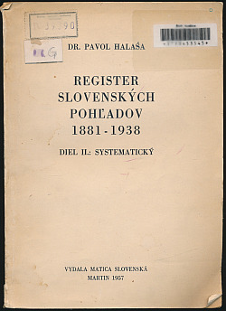 Register Slovenských pohľadov 1881-1938 II. systematický