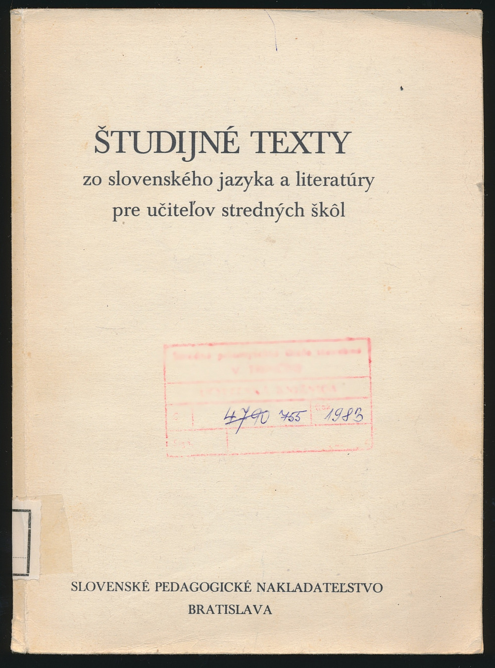 Študijné texty zo slovenského jazyka a literatúry pre učiteľov stredných škôl