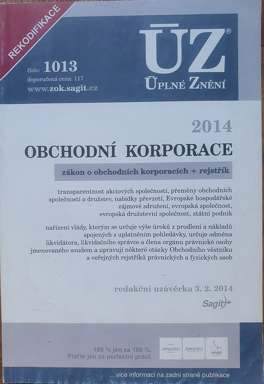 ÚZ č. 1013 - Obchodní korporace - úplná znění předpisů