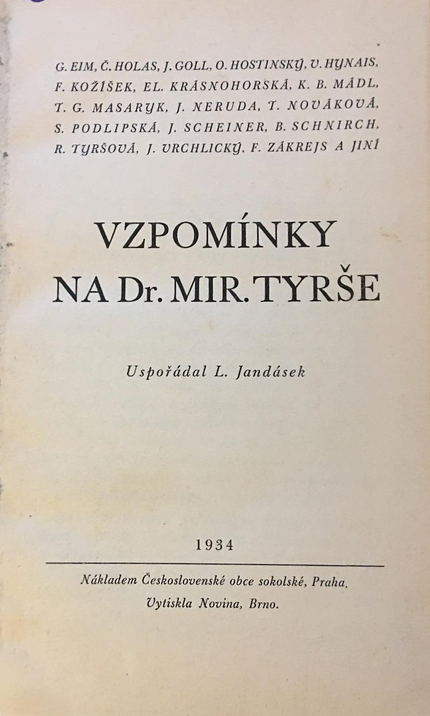 Vzpomínky na Dr. Mir. Tyrše