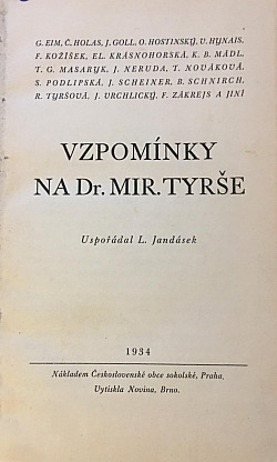 Vzpomínky na Dr. Mir. Tyrše