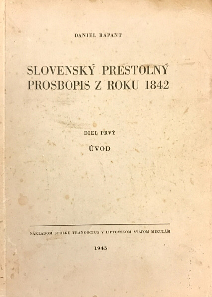 Slovenský prestolný prosbopis z roku 1842 1 : úvod