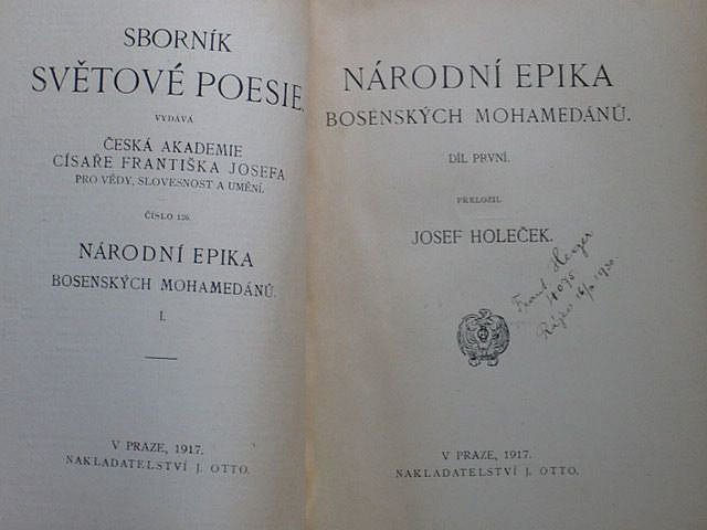 Národní epika bosenských mohamedánů I