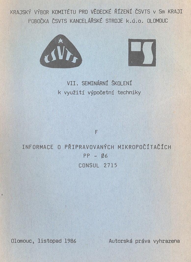 Informace o připravovaných mikropočítačích PP-06, Consul 2715