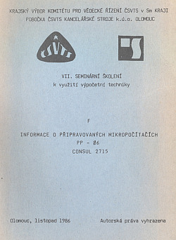 Informace o připravovaných mikropočítačích PP-06, Consul 2715