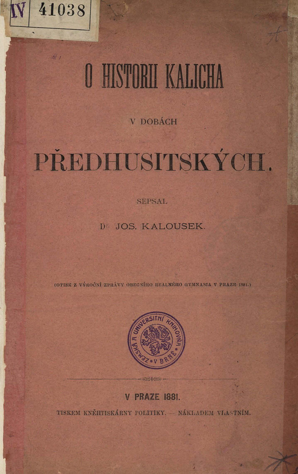 O historii kalicha v dobách předhusitských