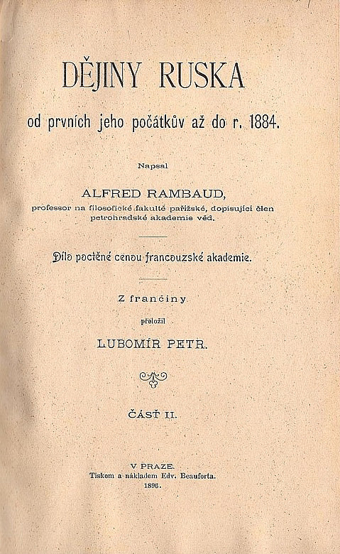 Dějiny Ruska od prvních jeho počátkův až do r. 1884 (Část II.)