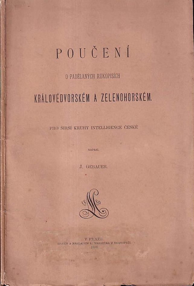 Poučení o padělaných rukopisích Královédvorském a Zelenohorském