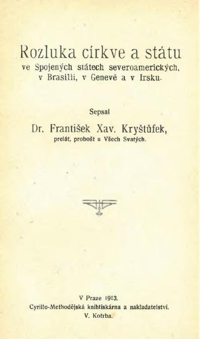 Rozluka církve a státu ve Spojených státech severoamerických, v Brasilii, v Genevě a v Irsku