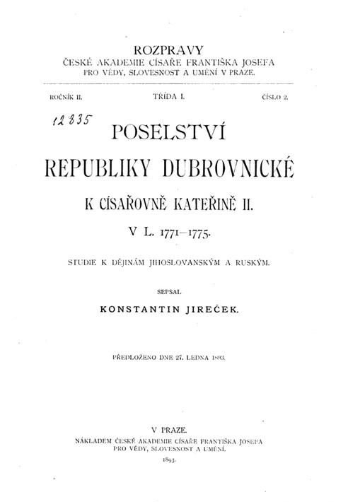 Poselství republiky dubrovnické k císařovně Kateřině II. v l. 1771-1775