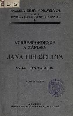 Korrespondence a zápisky Jana Helceleta