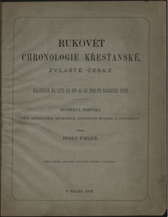 Rukověť chronologie křesťanské, zvláště české