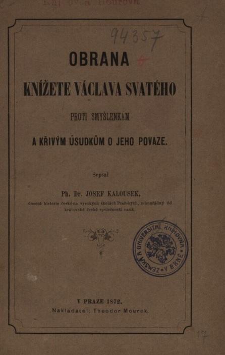 Obrana knížete Václava Svatého proti smyšlenkám a křivým úsudkům o jeho povaze