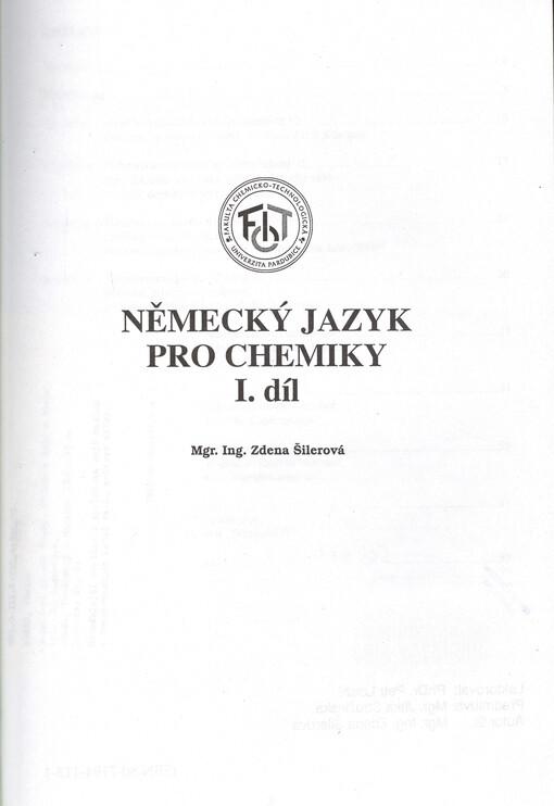 Německý jazyk pro chemiky. 1. díl