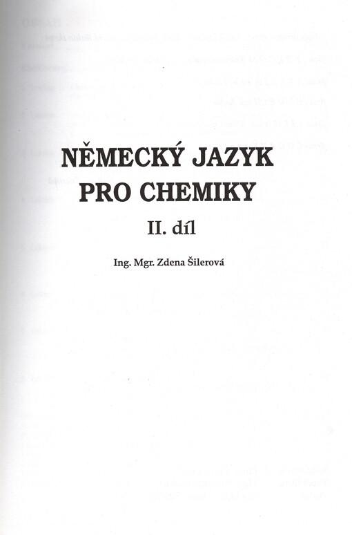 Německý jazyk pro chemiky. 2. díl