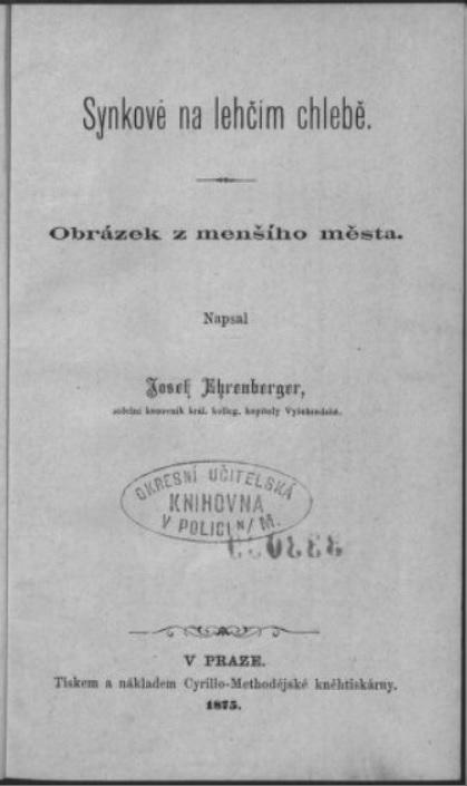 Synkové na lehčím chlebě: Obrázek z menšího města