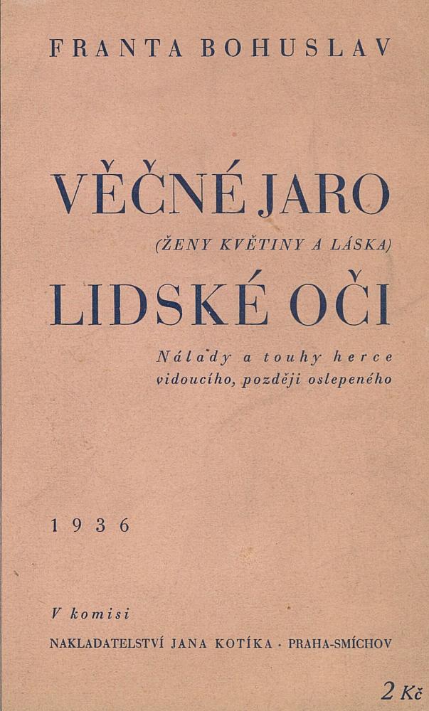 Věčné jaro (ženy, květiny a láska) a lidské oči: nálady a touhy herce vidoucího, posléze oslepeného