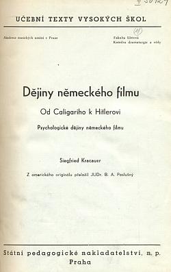 Dějiny německého filmu: Od Caligariho k Hitlerovi: Psychologické dějiny německého filmu